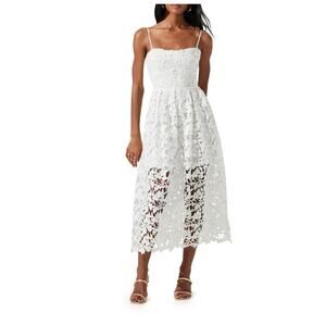 NWT ASTR the Label Joyce Linen Blend Lace Midi Dress Size Small